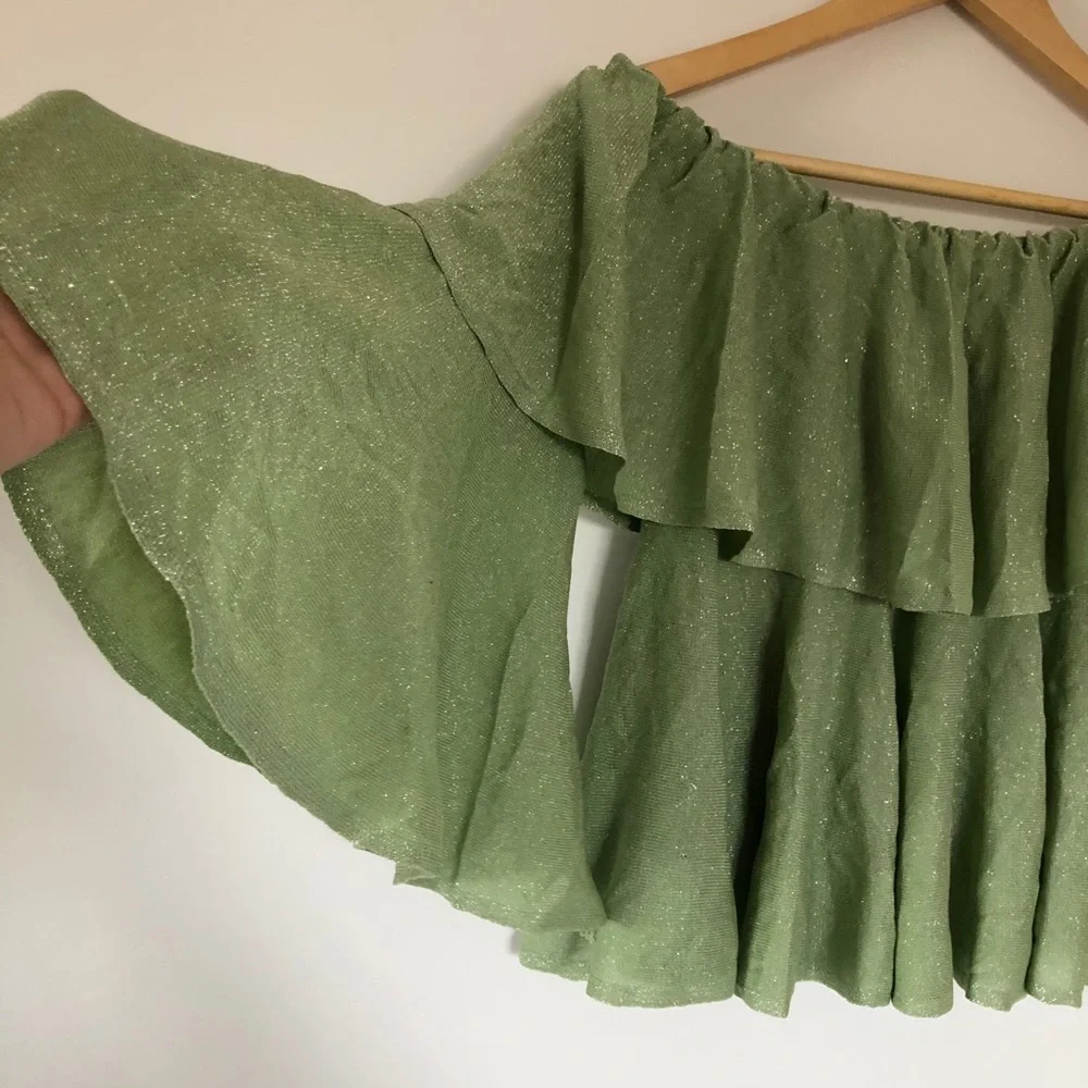 NWT Goodnight Macaroon off shoulder tiered top S - Picture 8 of 12